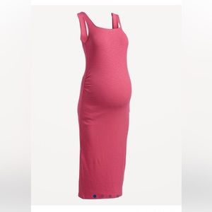 Maternity Fitted Sleeveless Square-Neck Midi Dress